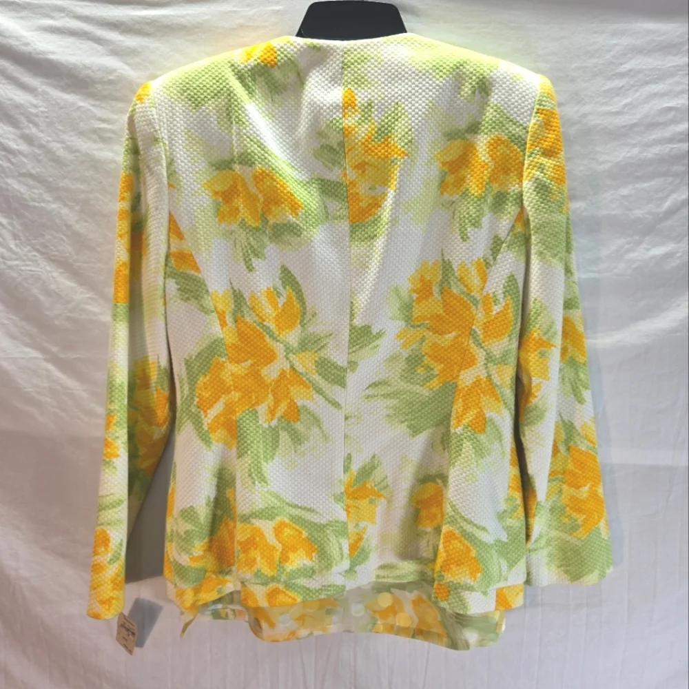 Vintage 2005 Christian Dior Women's 10 Floral Cotton Blazer & Silk Blouse New